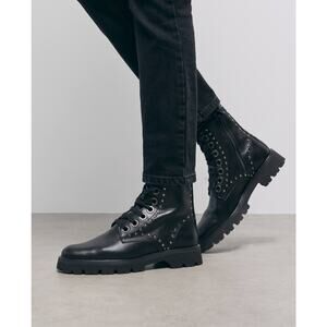 The Kooples Womens Leather Ranger Lace Up Boots Black Size 38 US 7